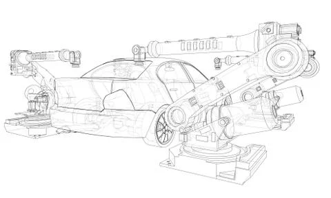 Assembly of motor vehicle Stock Illustration