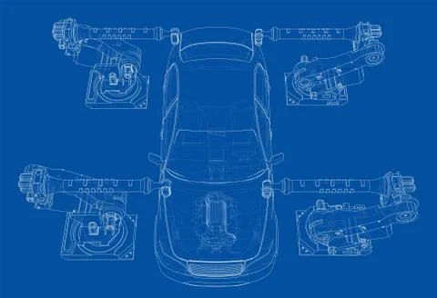 Assembly of motor vehicle 库存插图