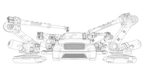 Assembly of motor vehicle Stock Illustration