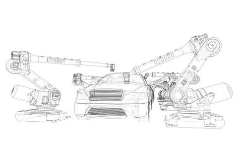 Assembly of motor vehicle Stock Illustration