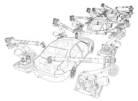 Assembly of motor vehicle イラスト素材