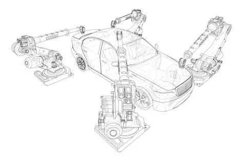 Assembly of motor vehicle Stock Illustration