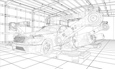 Assembly of motor vehicle 스톡 일러스트