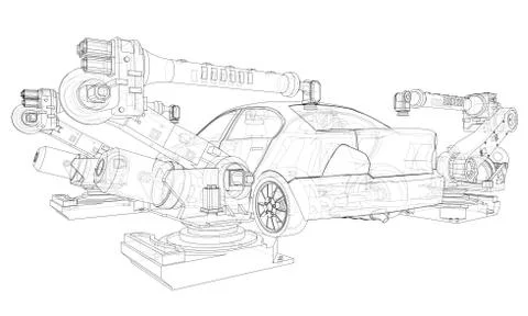 Assembly of motor vehicle Stock Illustration