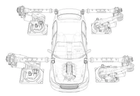 Assembly of motor vehicle イラスト素材