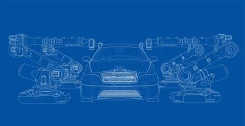 Assembly of motor vehicle Stock Illustration