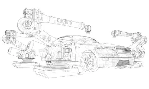 Assembly of motor vehicle Stock Illustration