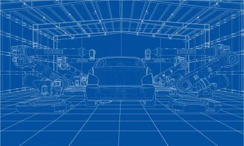 Assembly of motor vehicle. Vector イラスト素材