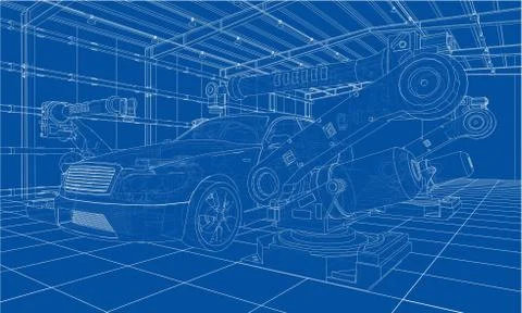 Assembly of motor vehicle. Vector イラスト素材