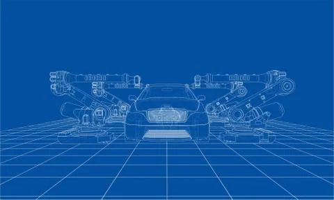 Assembly of motor vehicle. Vector 스톡 일러스트