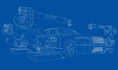 Assembly of motor vehicle. Vector イラスト素材
