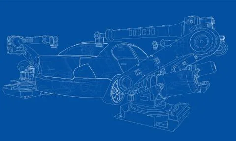 Assembly of motor vehicle. Vector Stock Illustration