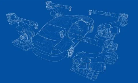 Assembly of motor vehicle. Vector Stock Illustration
