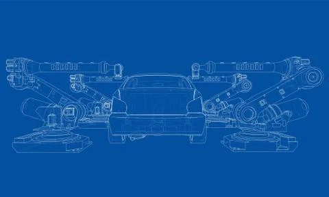 Assembly of motor vehicle. Vector Stock Illustration