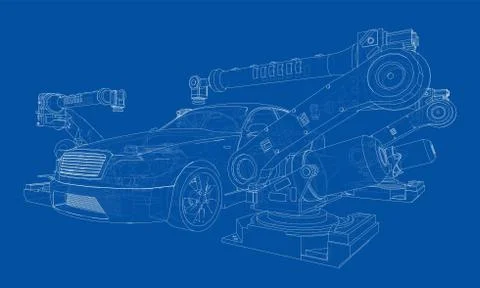 Assembly of motor vehicle. Vector Stock Illustration