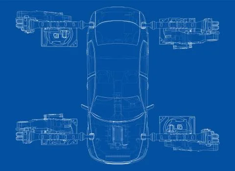 Assembly of motor vehicle. Vector Stock Illustration