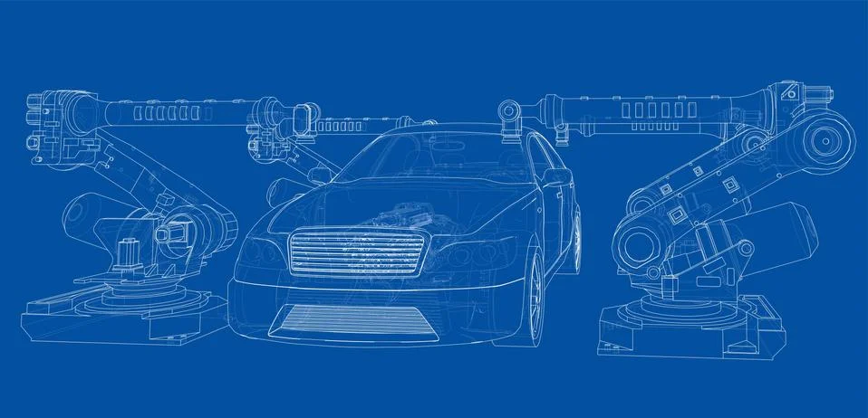 Assembly of motor vehicle. Vector Stock Illustration