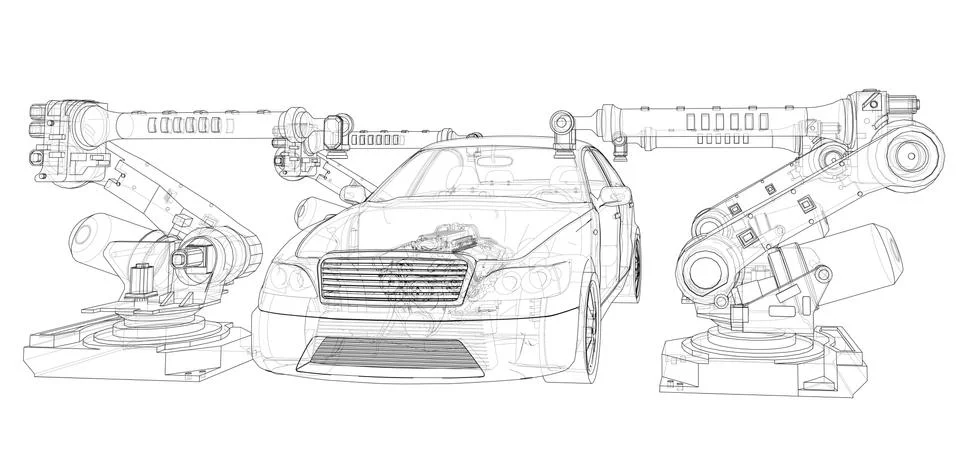 Assembly of motor vehicle. Vector 库存插图