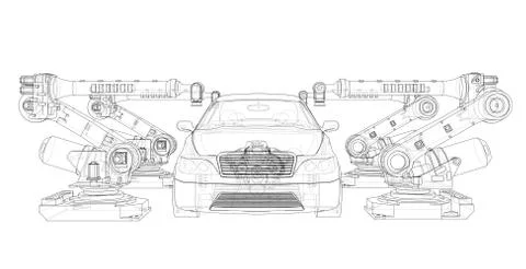 Assembly of motor vehicle. Vector Stock Illustration