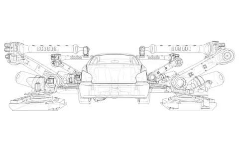 Assembly of motor vehicle. Vector Stock Illustration