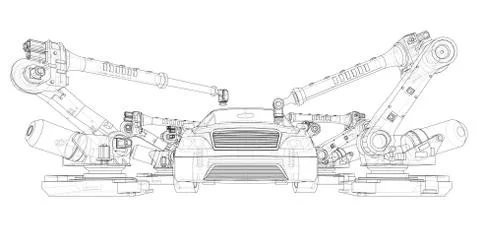 Assembly of motor vehicle. Vector 库存插图