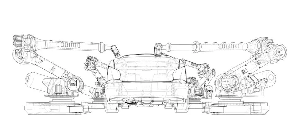 Assembly of motor vehicle. Vector Stock Illustration