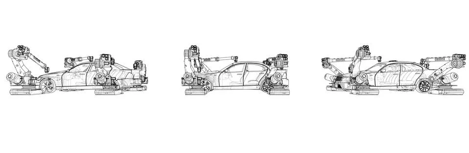 Assembly of motor vehicle. Vector 库存插图