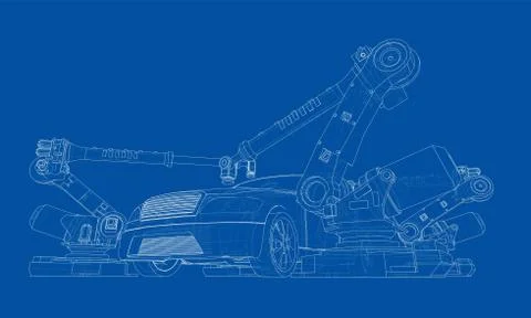Assembly of motor vehicle. Vector Stock Illustration