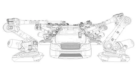 Assembly of motor vehicle. Vector Stock Illustration