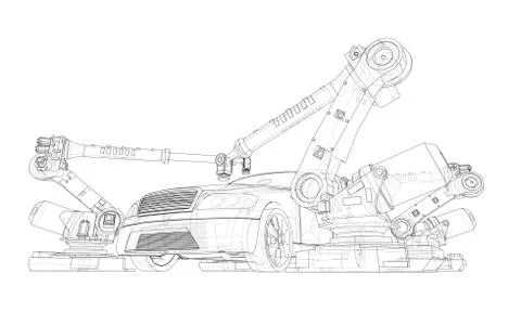 Assembly of motor vehicle. Vector イラスト素材