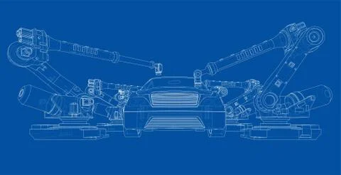 Assembly of motor vehicle. Vector Stock Illustration