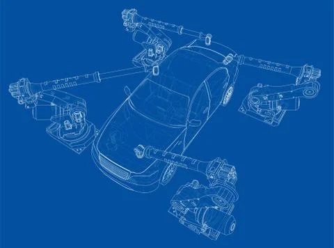 Assembly of motor vehicle. Vector イラスト素材