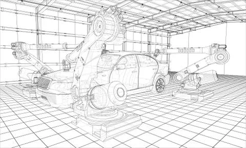 Assembly of motor vehicle. Vector Stock Illustration