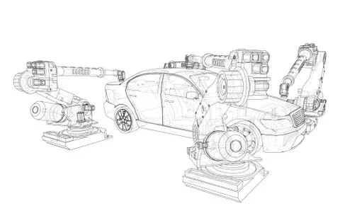 Assembly of motor vehicle. Vector Stock Illustration