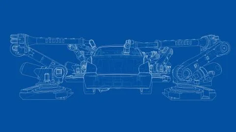 Assembly of motor vehicle. Vector Stock Illustration