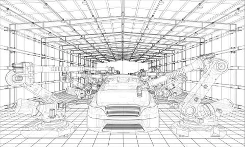 Assembly of motor vehicle. Vector イラスト素材