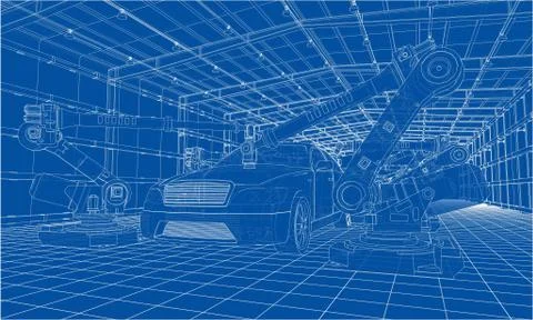 Assembly of motor vehicle. Vector イラスト素材