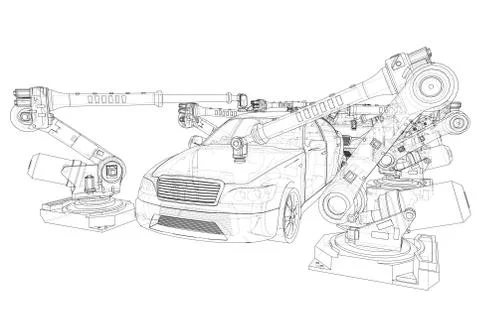 Assembly of motor vehicle. Vector イラスト素材