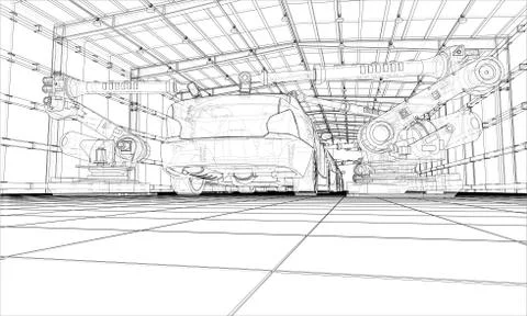 Assembly of motor vehicle. Vector 스톡 일러스트