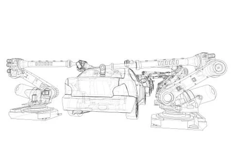 Assembly of motor vehicle. Vector Stock Illustration