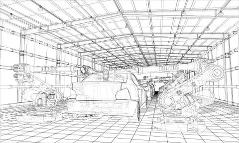 Assembly of motor vehicle. Vector Stock Illustration