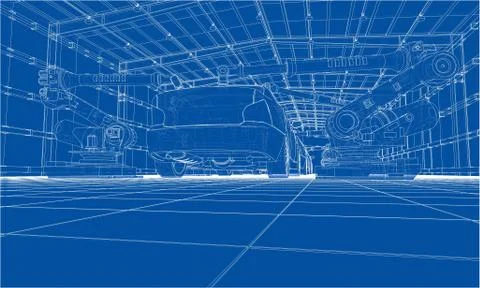 Assembly of motor vehicle. Vector Stock Illustration