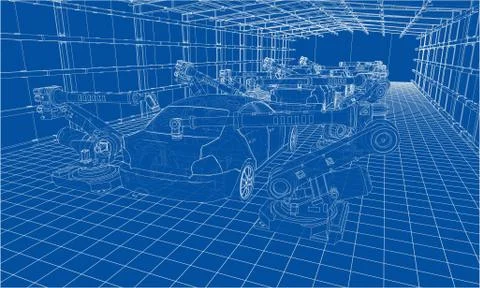 Assembly of motor vehicle. Vector 库存插图