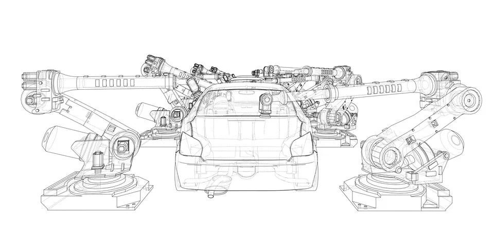 Assembly of motor vehicle. Vector Illustrazione stock