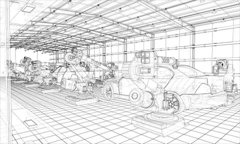 Assembly of motor vehicle. Vector Stock Illustration