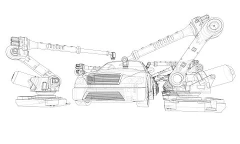 Assembly of motor vehicle. Vector Stock-Illustration