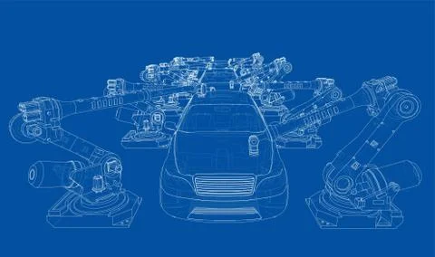 Assembly of motor vehicle. Vector Ilustração Stock