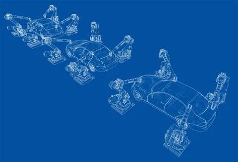 Assembly of motor vehicle. Vector Stock Illustration