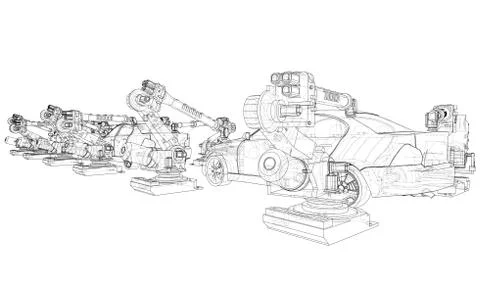 Assembly of motor vehicle. Vector Stock Illustration