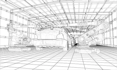 Assembly of motor vehicle. Vector Stock Illustration